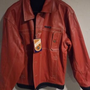 Men's Bold Red Leather Jacket